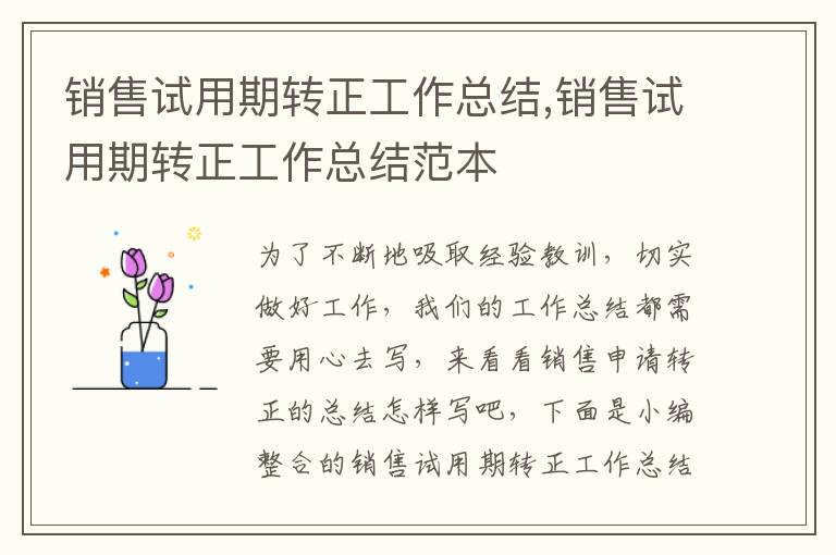 銷售試用期轉正工作總結,銷售試用期轉正工作總結范本