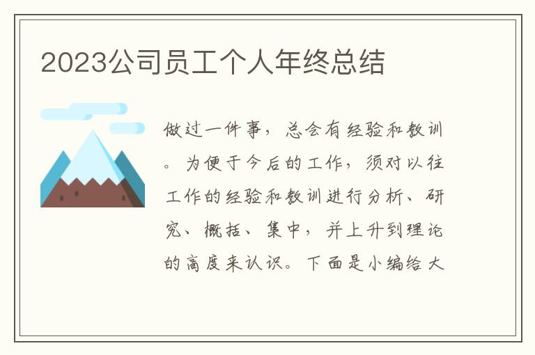 2023公司員工個(gè)人年終總結(jié)