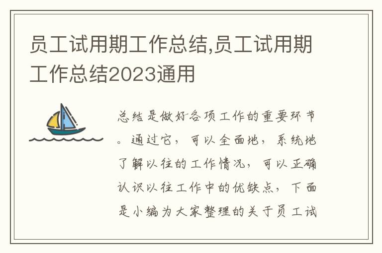 員工試用期工作總結(jié),員工試用期工作總結(jié)2023通用