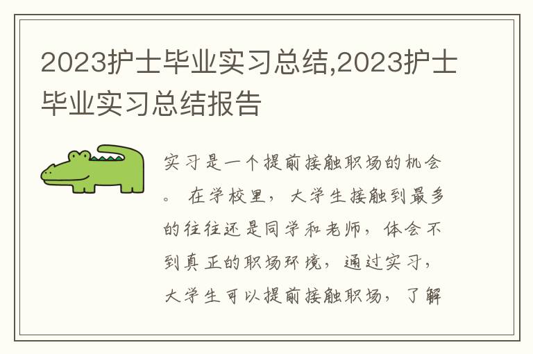 2023護(hù)士畢業(yè)實(shí)習(xí)總結(jié),2023護(hù)士畢業(yè)實(shí)習(xí)總結(jié)報(bào)告