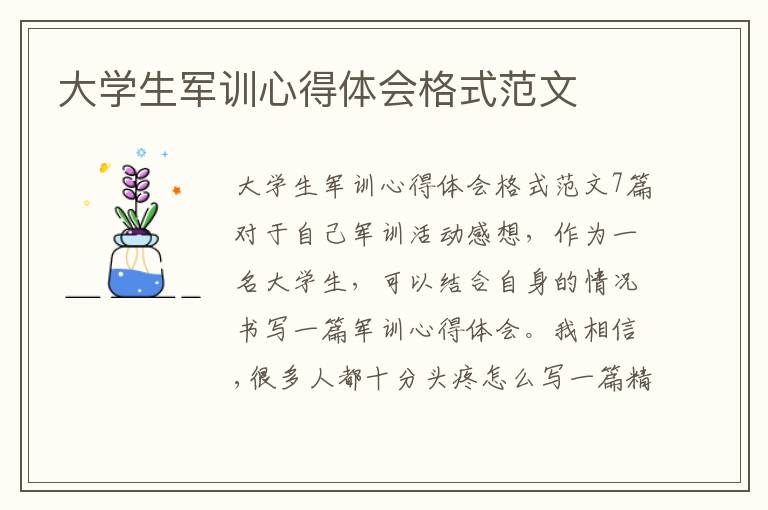 大學生軍訓心得體會格式范文