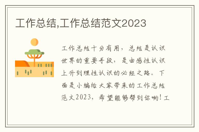 工作總結(jié),工作總結(jié)范文2023