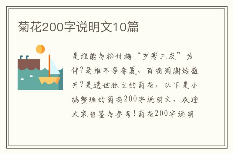 菊花200字說明文10篇