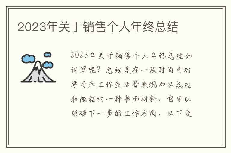 2023年關(guān)于銷售個(gè)人年終總結(jié)