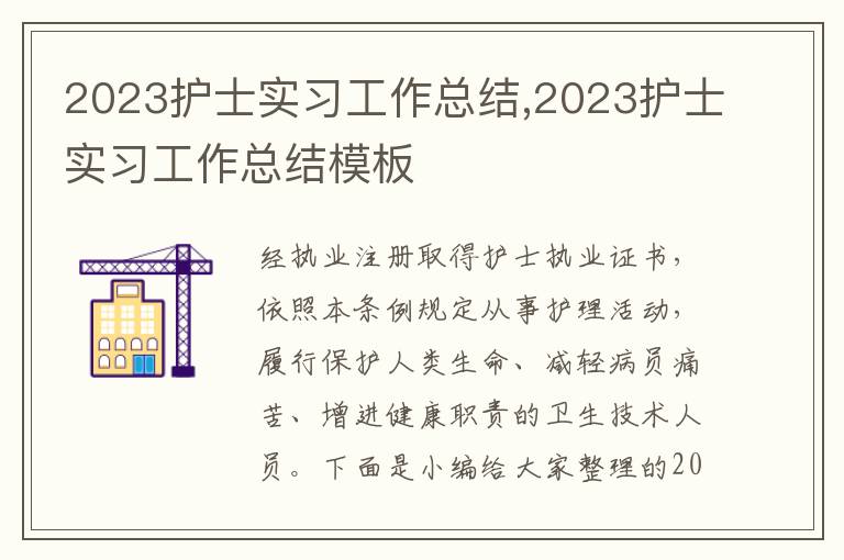 2023護(hù)士實(shí)習(xí)工作總結(jié),2023護(hù)士實(shí)習(xí)工作總結(jié)模板