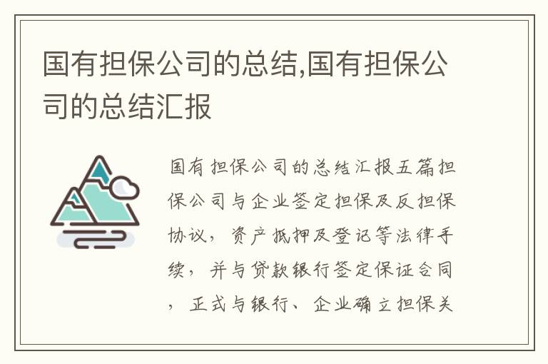 國有擔保公司的總結,國有擔保公司的總結匯報