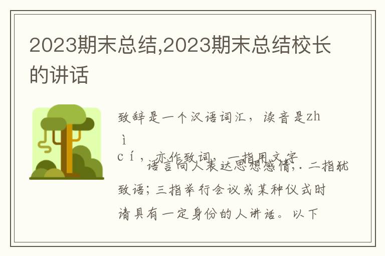 2023期末總結,2023期末總結校長的講話