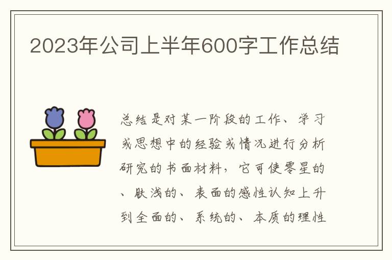 2023年公司上半年600字工作總結