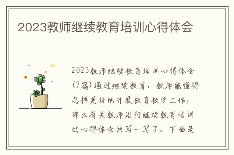 2023教師繼續教育培訓心得體會