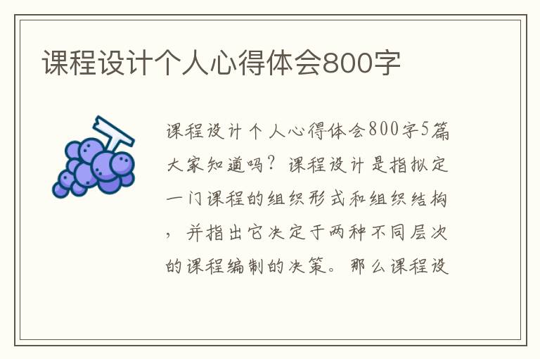 課程設計個人心得體會800字