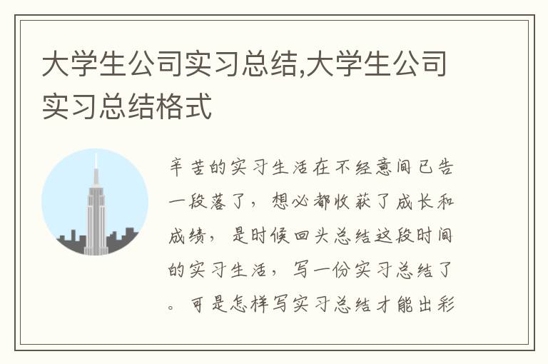 大學生公司實習總結,大學生公司實習總結格式