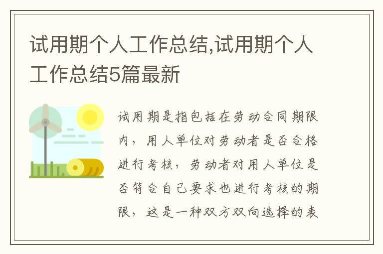 試用期個(gè)人工作總結(jié),試用期個(gè)人工作總結(jié)5篇最新