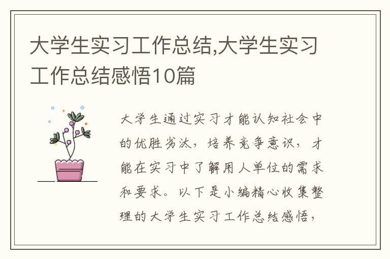 大學生實習工作總結,大學生實習工作總結感悟10篇