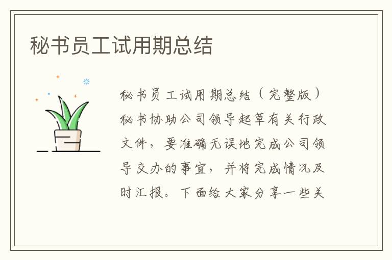 秘書員工試用期總結