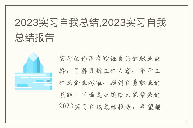 2023實習(xí)自我總結(jié),2023實習(xí)自我總結(jié)報告