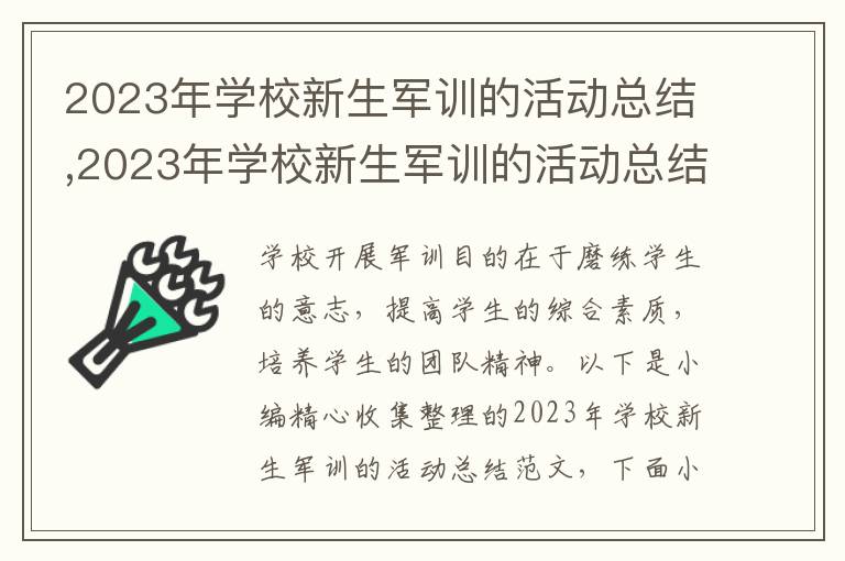 2023年學(xué)校新生軍訓(xùn)的活動(dòng)總結(jié),2023年學(xué)校新生軍訓(xùn)的活動(dòng)總結(jié)范文