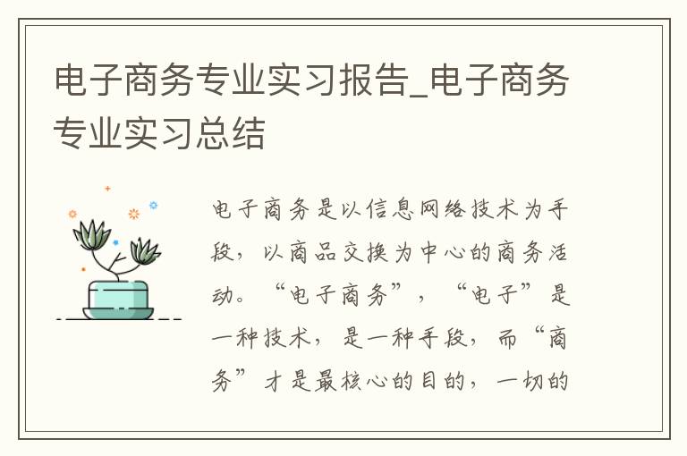 電子商務專業實習報告_電子商務專業實習總結