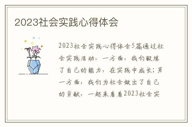 2023社會實踐心得體會