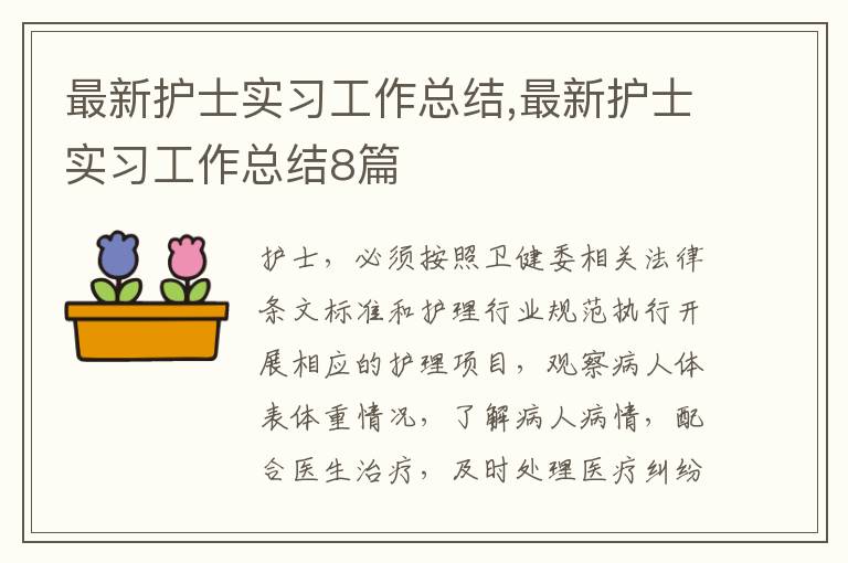 最新護士實習工作總結,最新護士實習工作總結8篇