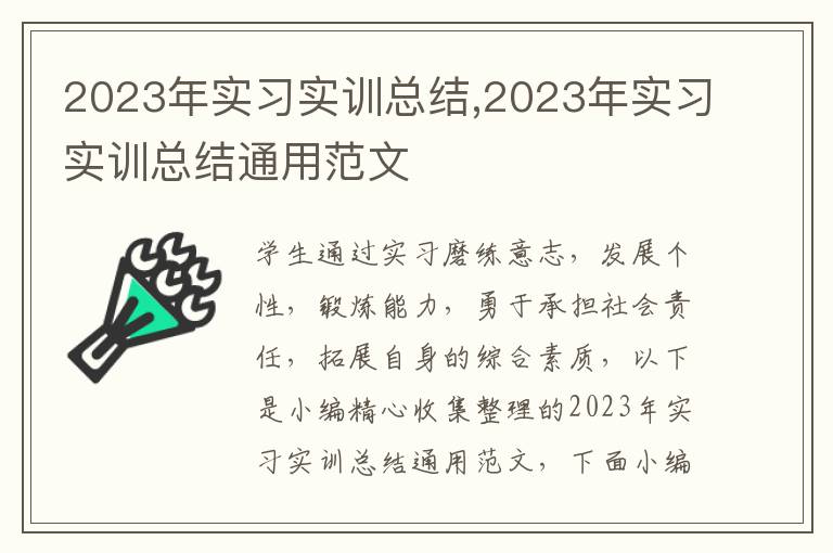 2023年實習實訓總結,2023年實習實訓總結通用范文