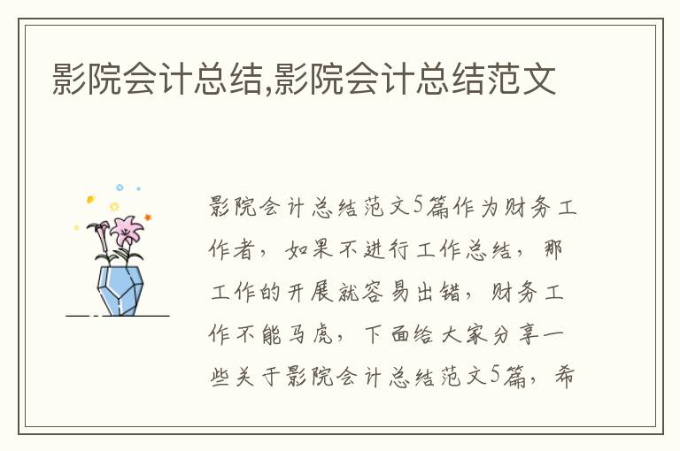 影院會計總結,影院會計總結范文