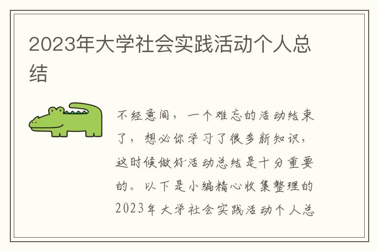 2023年大學(xué)社會實(shí)踐活動個人總結(jié)