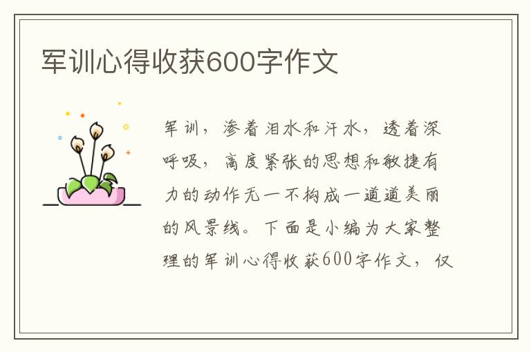 軍訓(xùn)心得收獲600字作文