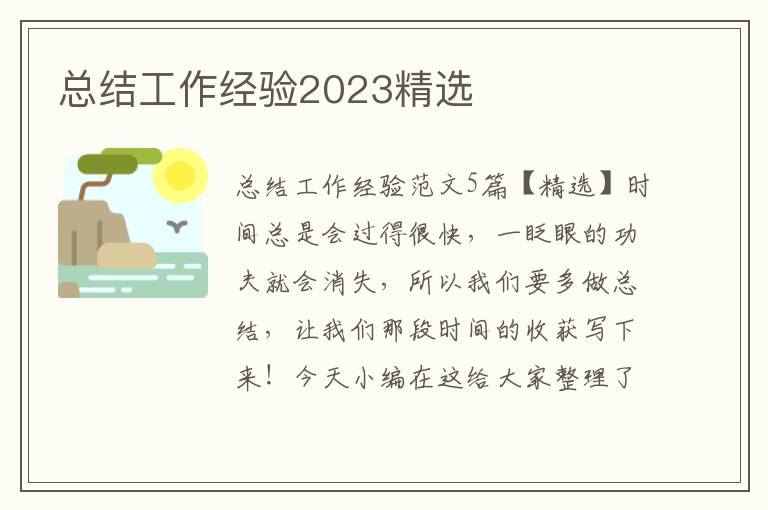 總結(jié)工作經(jīng)驗(yàn)2023精選