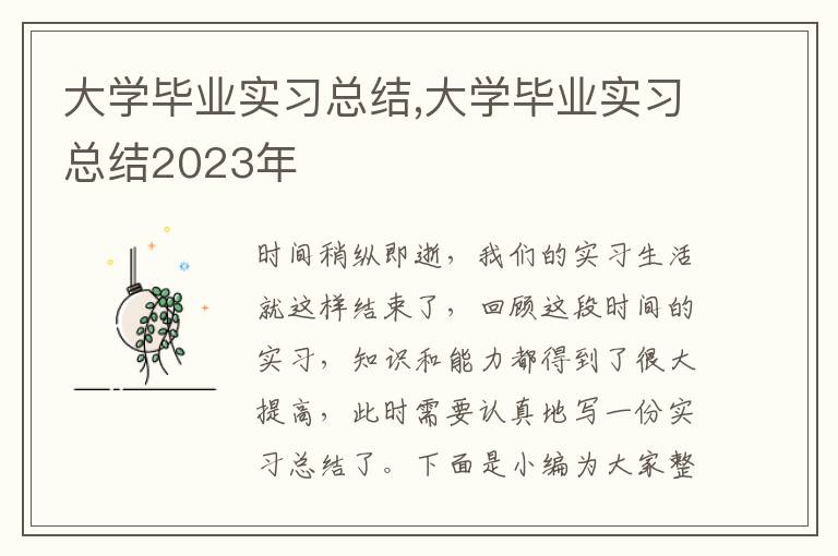 大學畢業(yè)實習總結(jié),大學畢業(yè)實習總結(jié)2023年