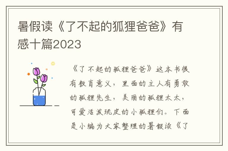 暑假讀《了不起的狐貍爸爸》有感十篇2023