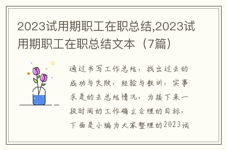 2023試用期職工在職總結,2023試用期職工在職總結文本（7篇）