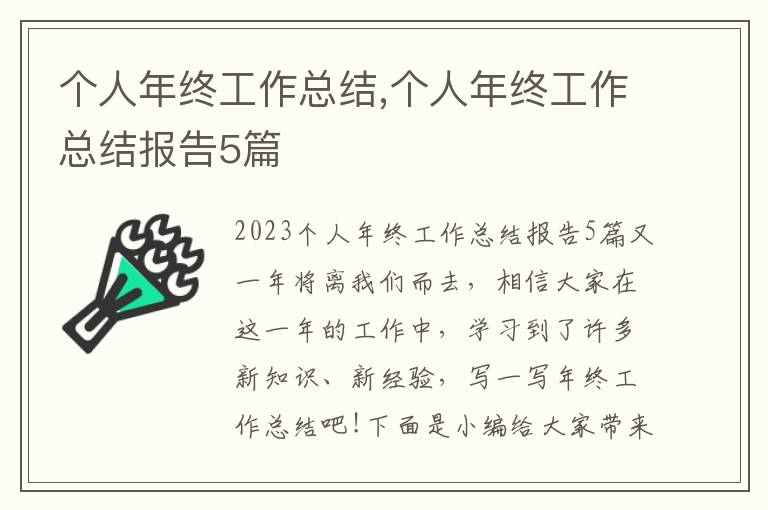 個人年終工作總結,個人年終工作總結報告5篇