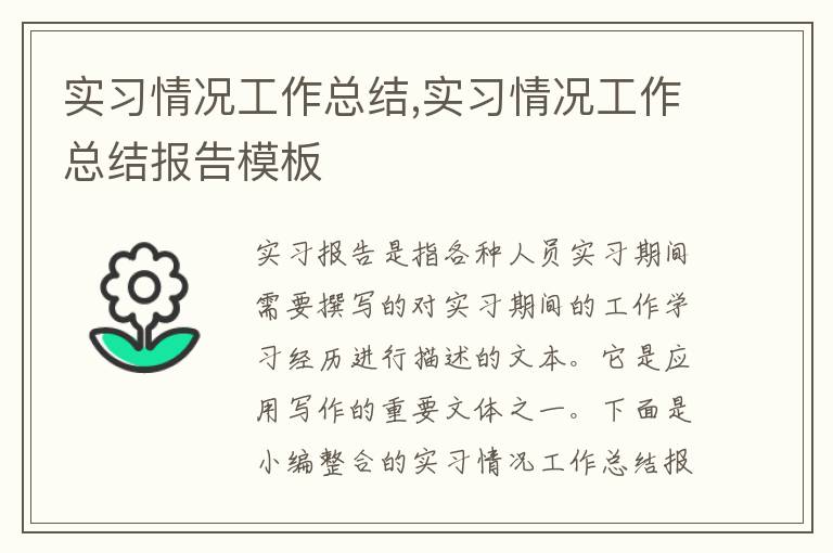 實習情況工作總結,實習情況工作總結報告模板