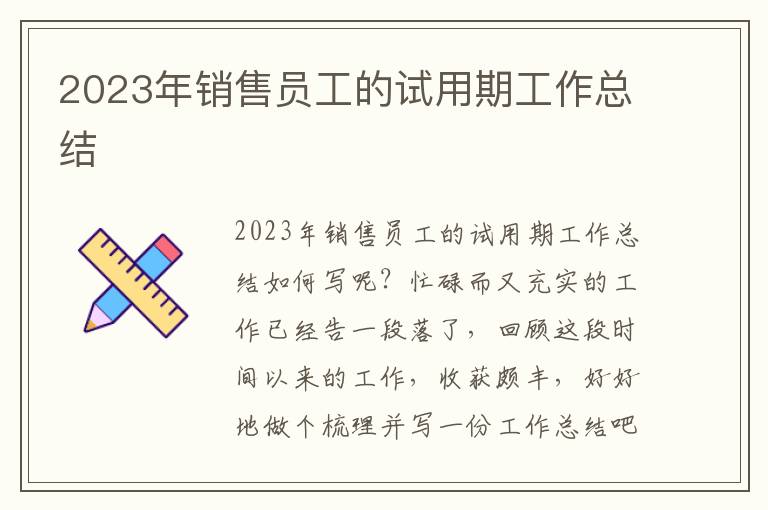 2023年銷售員工的試用期工作總結(jié)