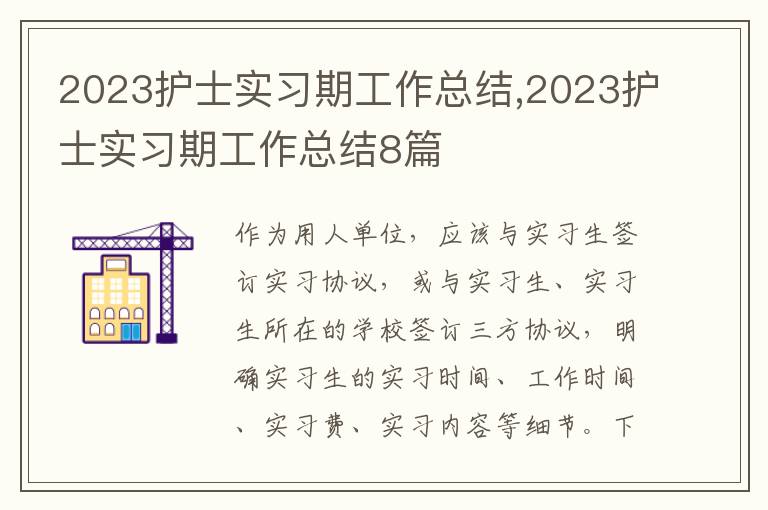 2023護(hù)士實(shí)習(xí)期工作總結(jié),2023護(hù)士實(shí)習(xí)期工作總結(jié)8篇