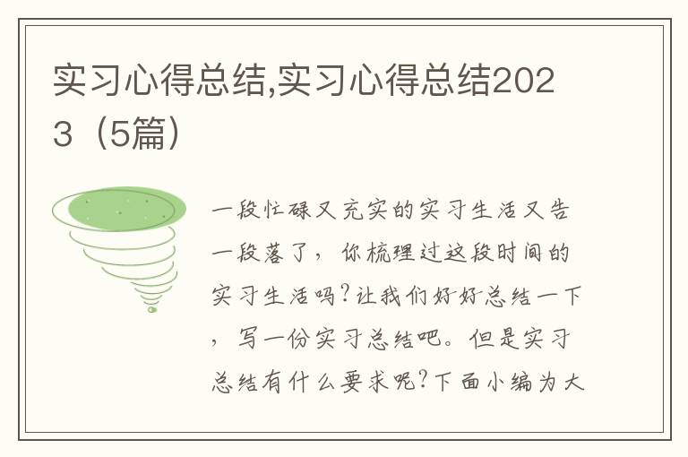 實習(xí)心得總結(jié),實習(xí)心得總結(jié)2023（5篇）