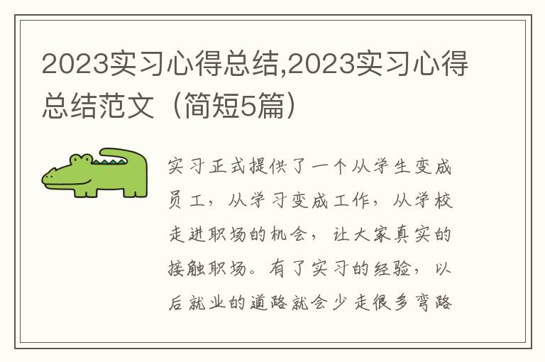 2023實(shí)習(xí)心得總結(jié),2023實(shí)習(xí)心得總結(jié)范文（簡短5篇）