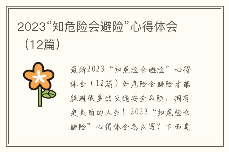 2023“知危險會避險”心得體會（12篇）