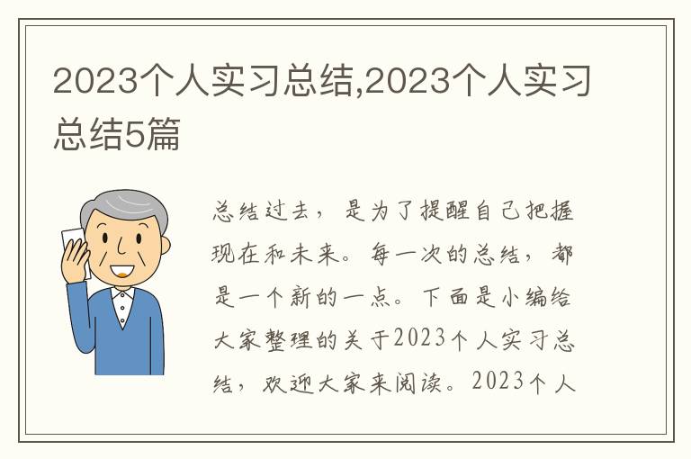 2023個人實習總結,2023個人實習總結5篇