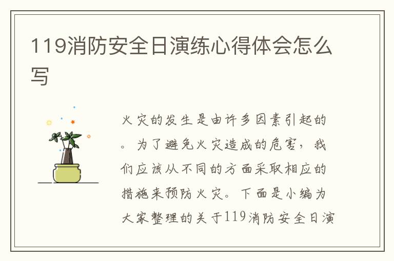 119消防安全日演練心得體會怎么寫