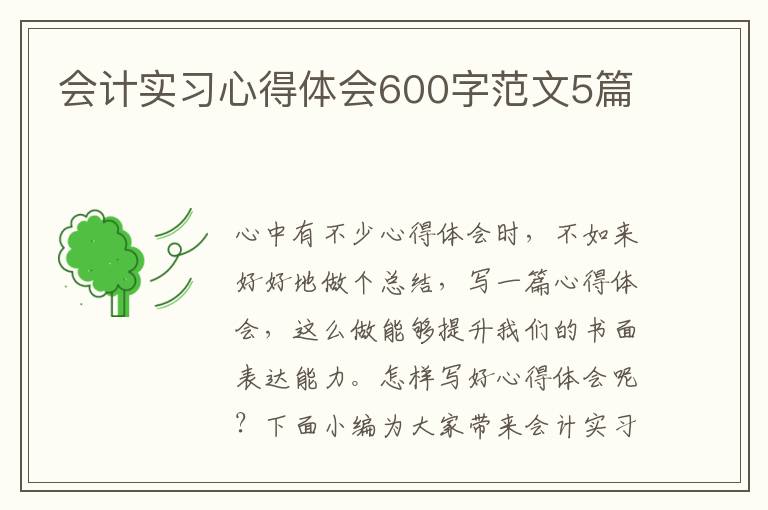 會計實習(xí)心得體會600字范文5篇