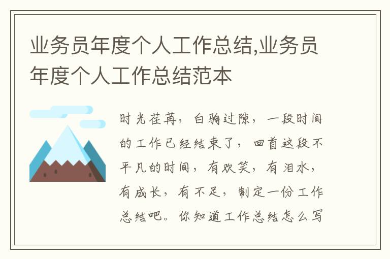 業務員年度個人工作總結,業務員年度個人工作總結范本