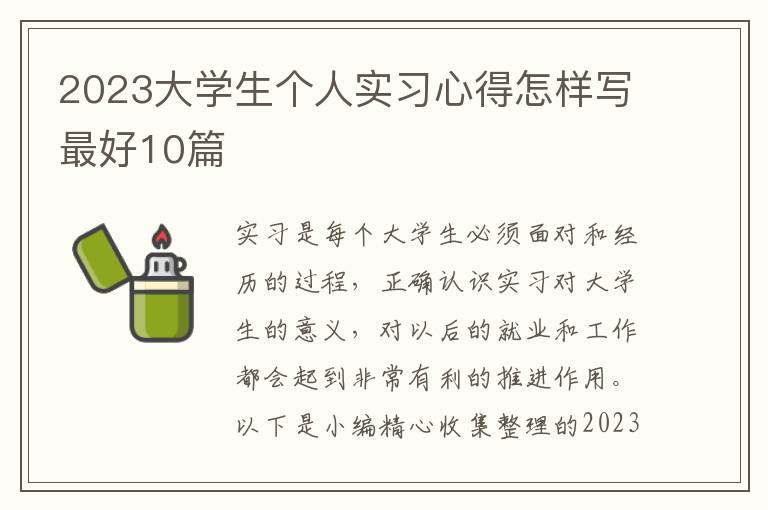 2023大學(xué)生個(gè)人實(shí)習(xí)心得怎樣寫最好10篇