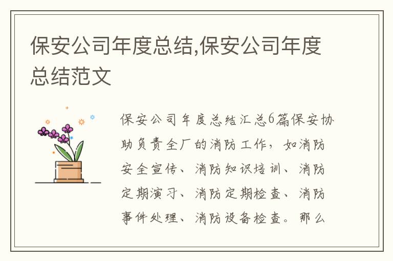 保安公司年度總結(jié),保安公司年度總結(jié)范文