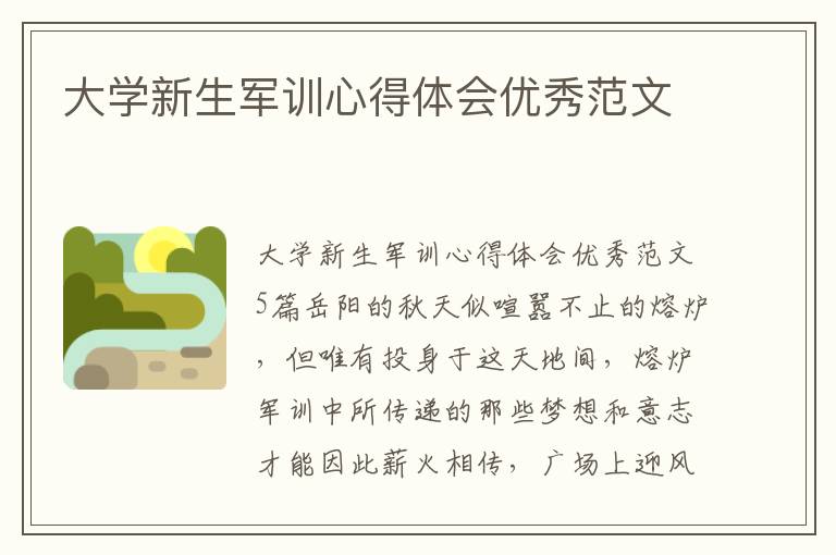 大學新生軍訓心得體會優秀范文