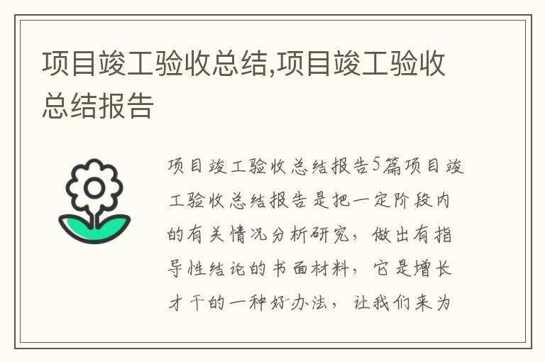 項目竣工驗收總結,項目竣工驗收總結報告