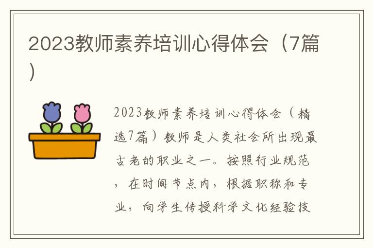 2023教師素養(yǎng)培訓(xùn)心得體會（7篇）