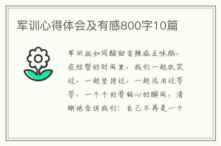 軍訓(xùn)心得體會(huì)及有感800字10篇