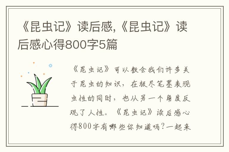 《昆蟲記》讀后感,《昆蟲記》讀后感心得800字5篇