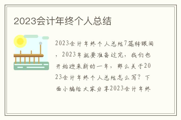 2023會計年終個人總結